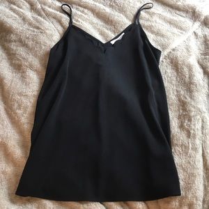 black scallop v-neck tank